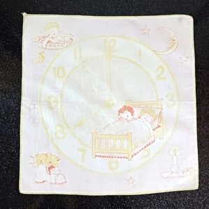 Vintage Bedtime Clock Children's Hankerchief.